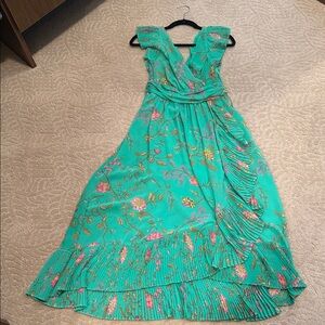 Anthropologie Vibrant Green Dress